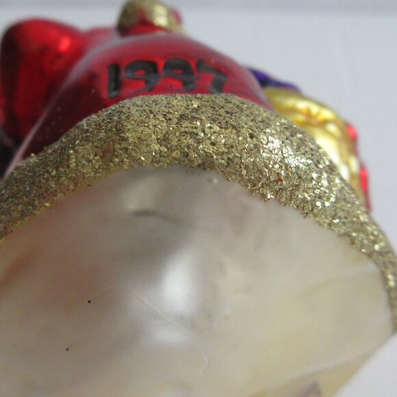 Inge Glas Christmas Ornament Yuletide Visitor Santa Signed Artist EM Merck 1997 - Picture 15 of 16